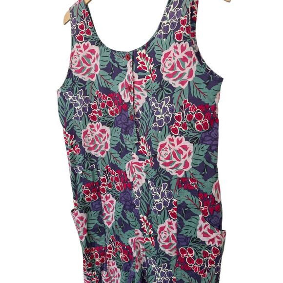 Laura Ashley Floral Sleeveless Jumpsuit Button Front Scoop Neck Size 10 - Picture 5 of 12